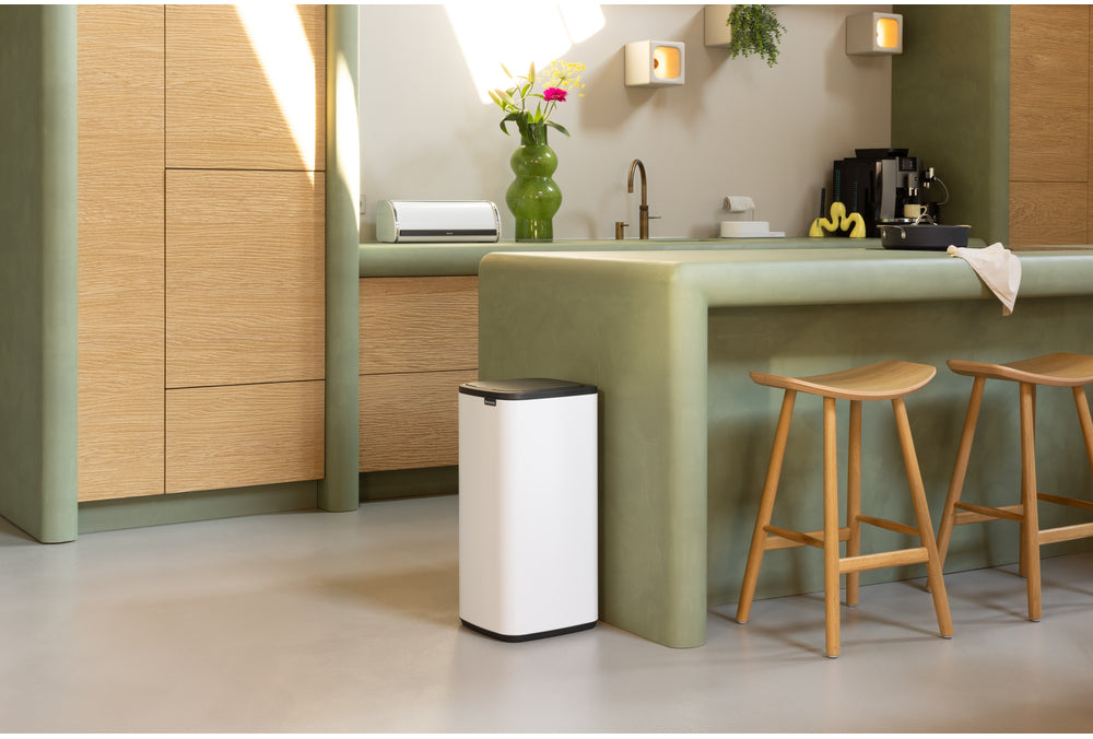 Brabantia Papierkorb Bo – 30 l – Stahl, Weiss – B × H 280 × 650 mm