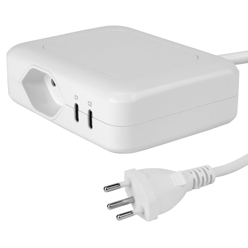 Steffen 50 00127 WS Steckdosenleiste 3× – USB‑C×2 – PD 65 W, 1,5 m Kabel, Weiss
