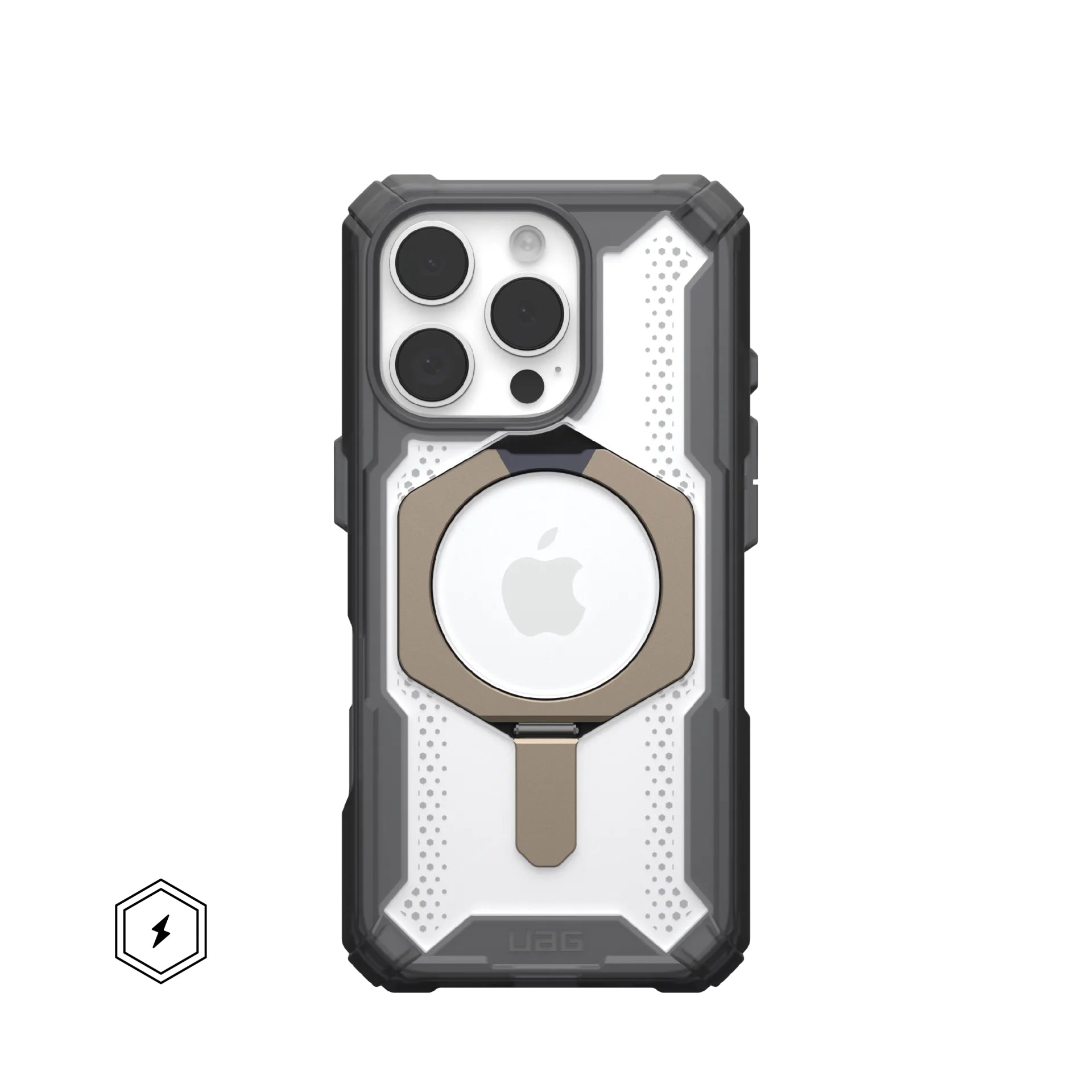 Urban Armor Gear Backcover – für Apple iPhone 16 Pro – Titan/transparent – TPU/PC – MagSafe-kompatibel