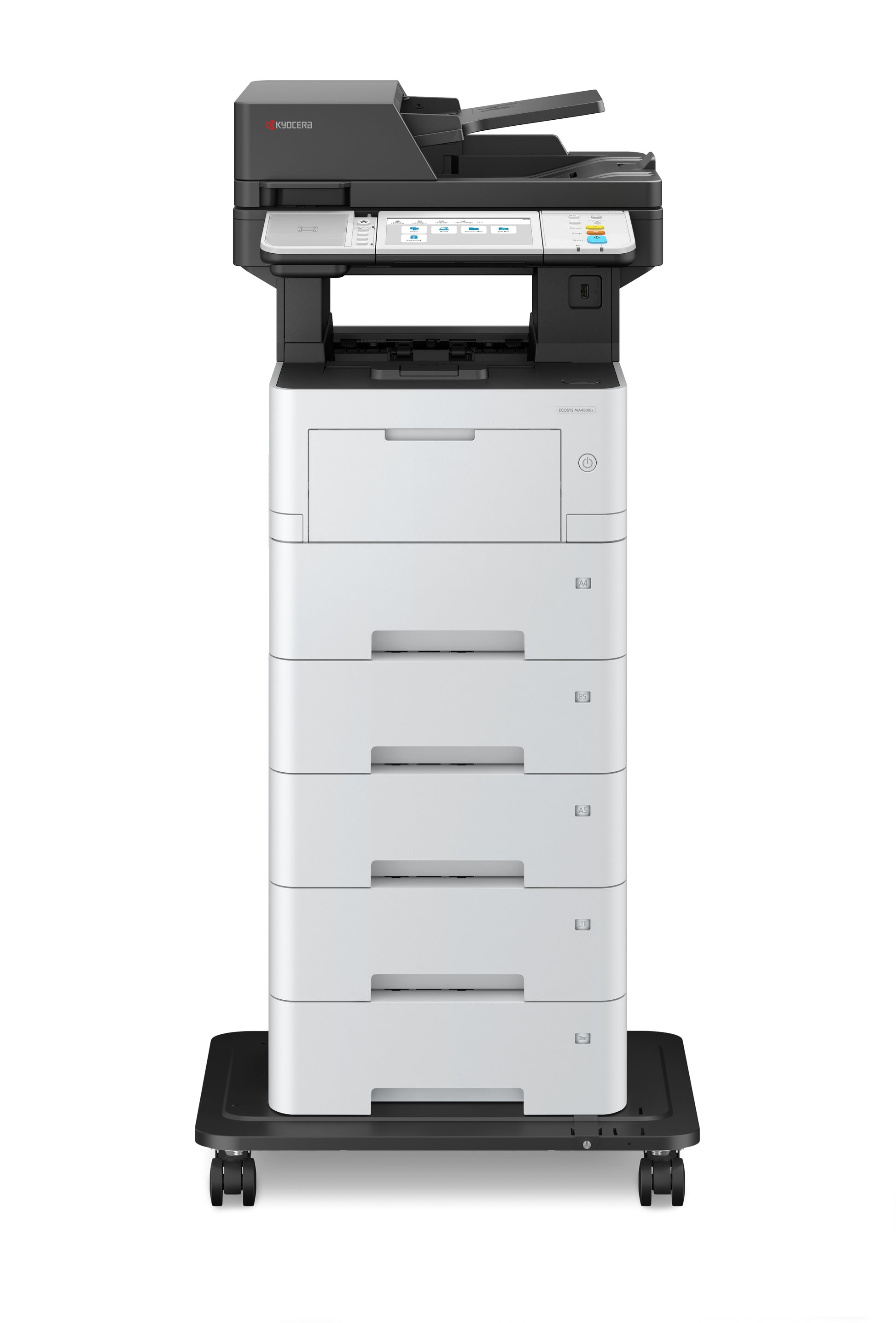 Kyocera ECOSYS MA4500ix – S/W Laser-MFP A4, 3-in-1 – USB/LAN – Duplex, Duplex-ADF, 75 Blatt ADF – 45 ppm S/W