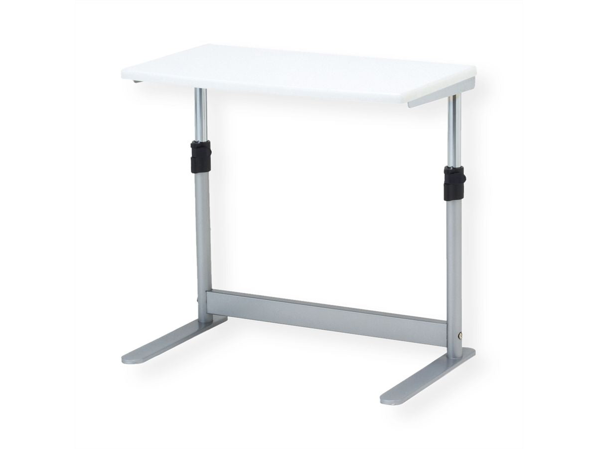 ROLINE Höhenverstellbarer Tisch, 50 × 30 cm, manuell, 39–49 cm, 10 kg, lichtgrau/weiss, Metallgestell