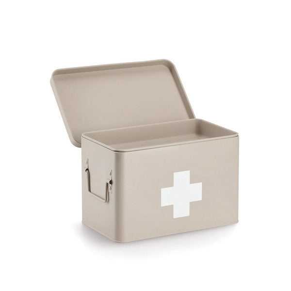 Zeller Present Aufbewahrungsbox (mit Deckel) – Metall – Beige – mit Griff – 195 × 200 × 320 mm