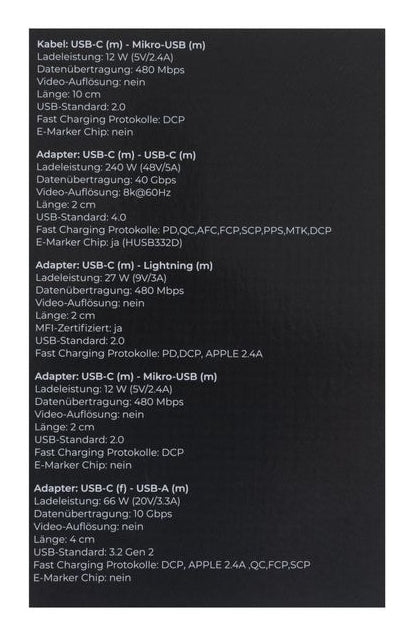 ONIT USB-Kabel, USB-A/USB-C zu USB-C/Lightning/Micro-USB, 2,6 m, Lade-/Datenkabel