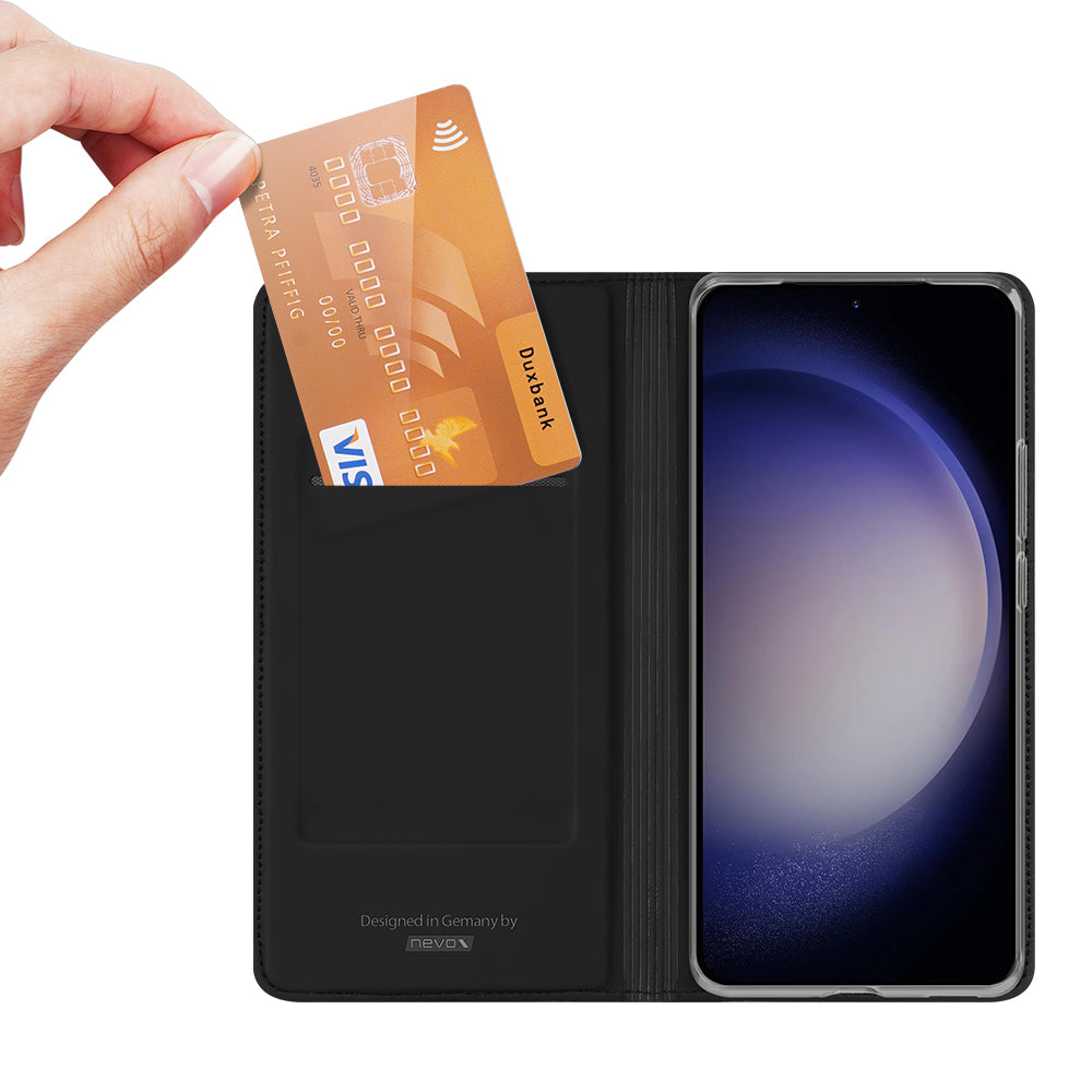 Nevox Vario Folio – für Samsung Galaxy S25+, mit Ständer, mit Kartenfach, PU+TPU, schwarz