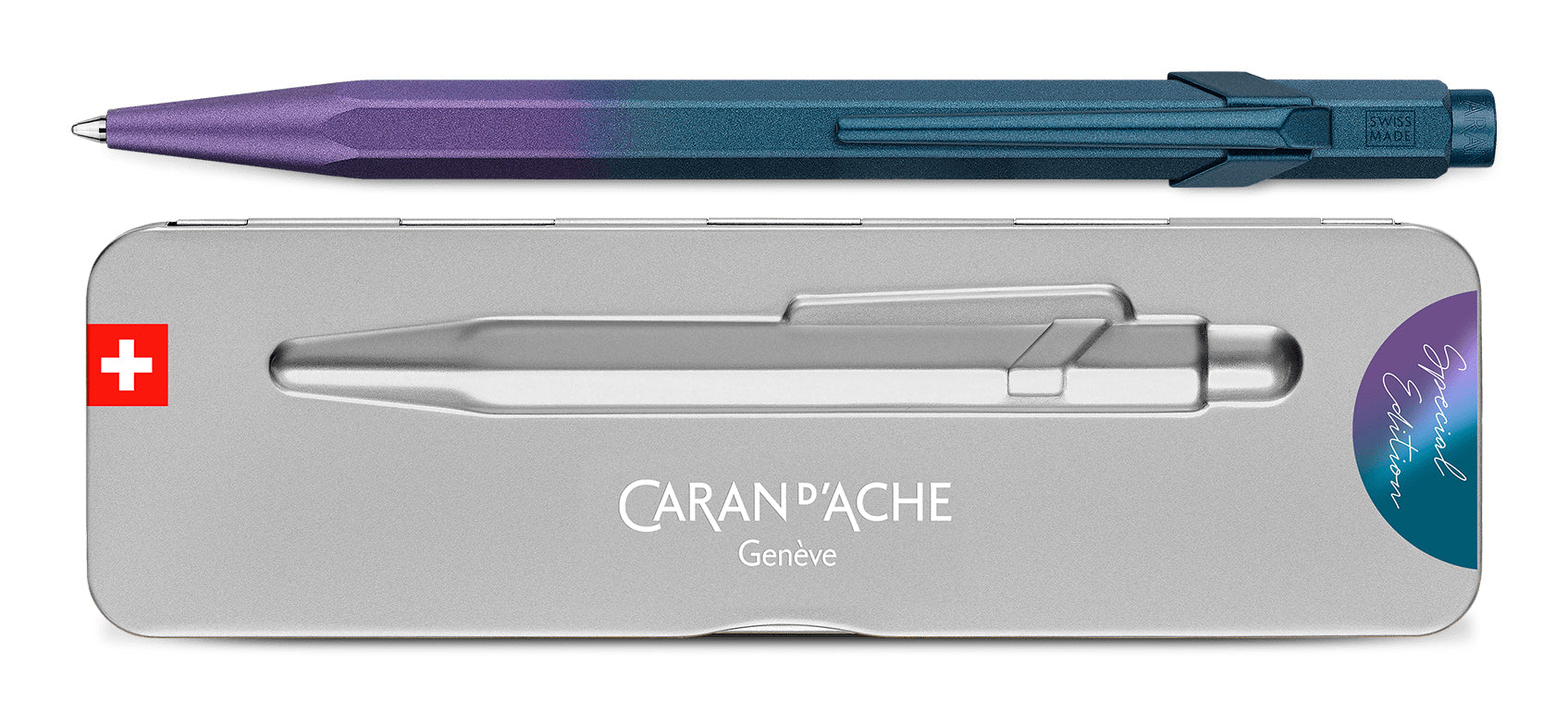 Caran d-Ache Caran d'Ache 849 Blau-Violetter Kugelschreiber – für Caran d'Ache Goliath, Schwarz, Druck, Aluminium, nachfüllbar
