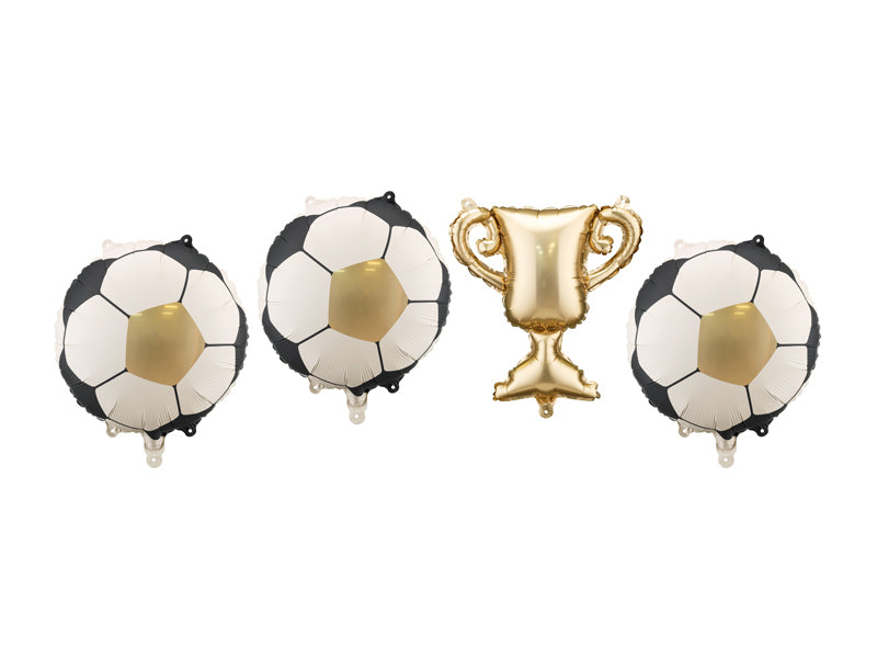 PartyDeco Folienballon Fussball – mehrfarbig – 33 × 33 cm – Folie – 4 Stk