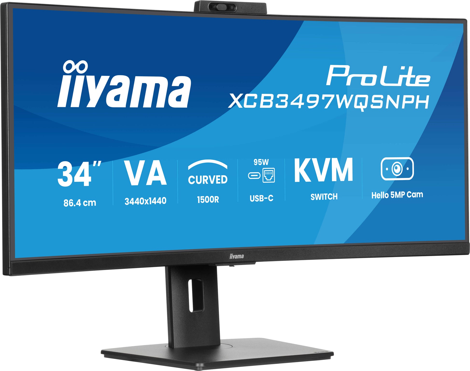 iiyama ProLite XCB3497WQSNPH-B1 – Monitor, 34", 3440 × 1440, VA, 350 cd/m²