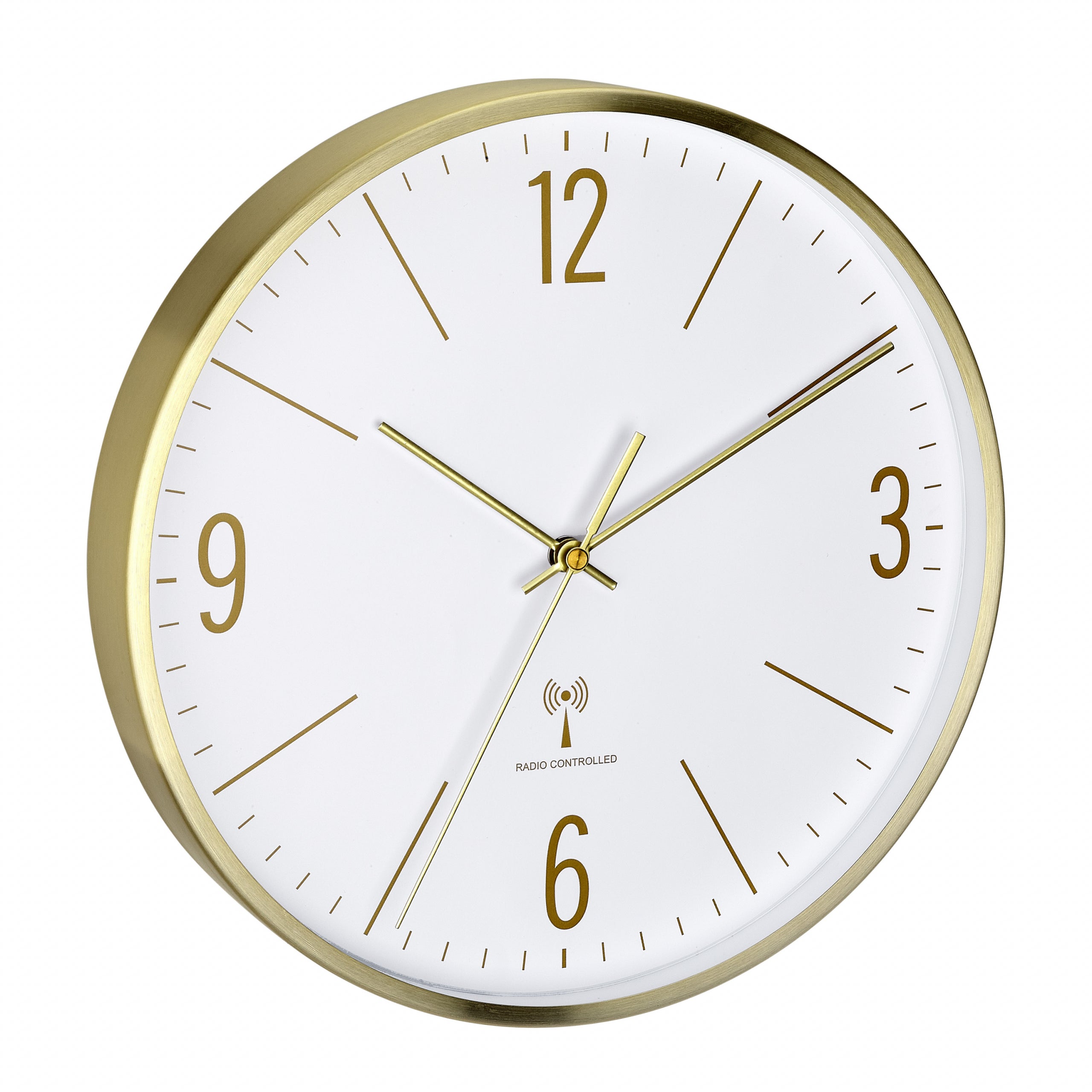 TFA-Dostmann TFA Dostmann Wanduhr – Funk, analog, Ø 30 cm, gold, Metall/Kunststoff