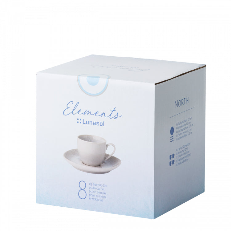 Sola Espressotasse Lunasol – 90 ml, Ø 12,5 cm, Steingut, Hellgrau, spülmaschinenfest, mikrowellengeeignet