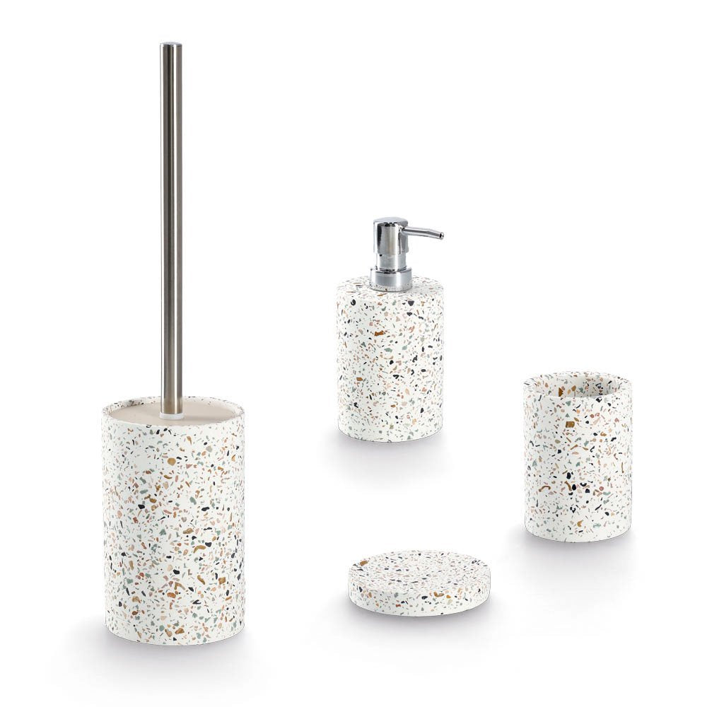 Zeller Present Zahnbürstenhalter Terrazzo – Ø8,2×11 cm, Zement, Mehrfarbig