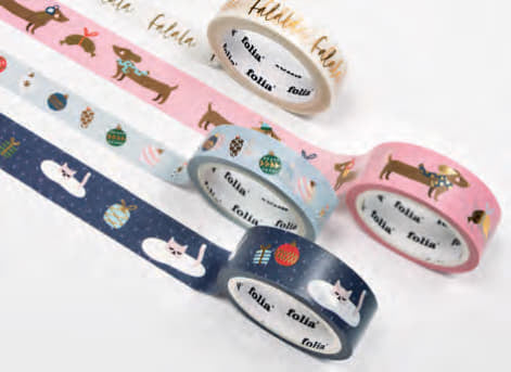 Folia Washi-Tape-Set – Heissfolienveredelung – Sortiert – 2×10 mm × 5 m, 2×15 mm × 5 m – 4 Rollen