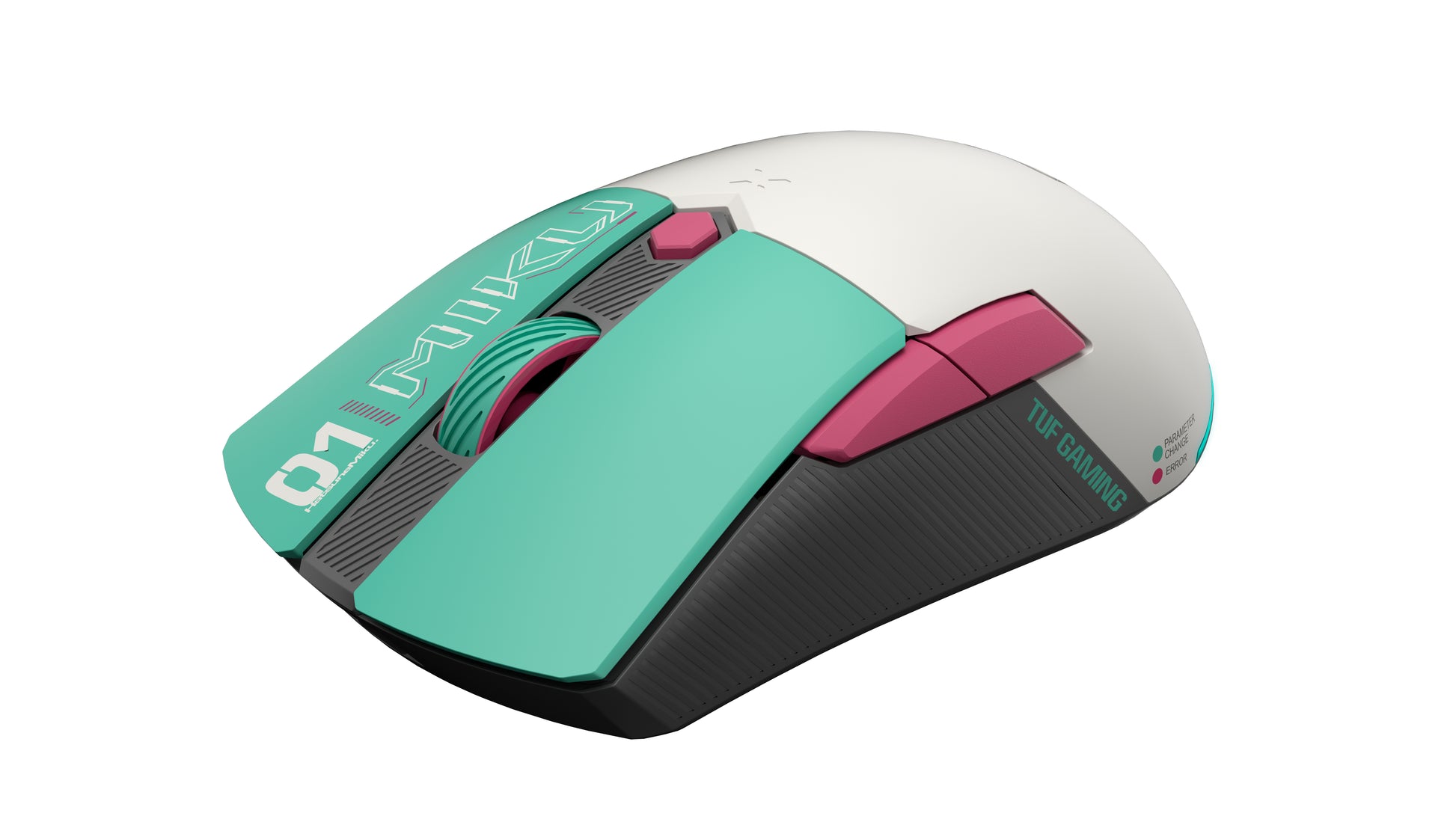 ASUS TUF Gaming Mini Hatsune Miku Edition – Gaming-Maus – Kabellos (Bluetooth/2,4 GHz), 1200 DPI, Rechts, Grün
