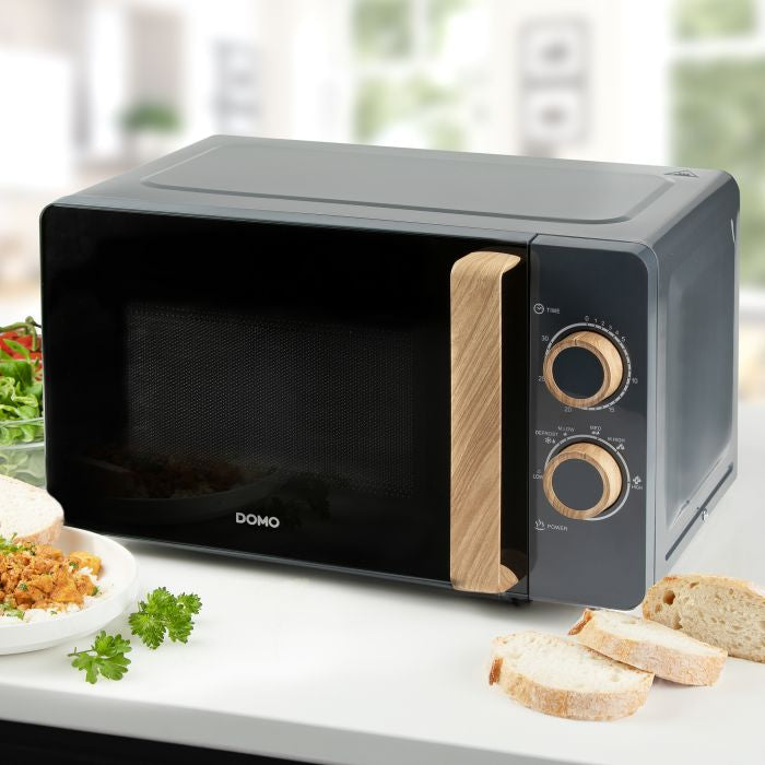 Domo Solo-Mikrowelle DO3320 – 20 l – 700 W – schwarz/holz