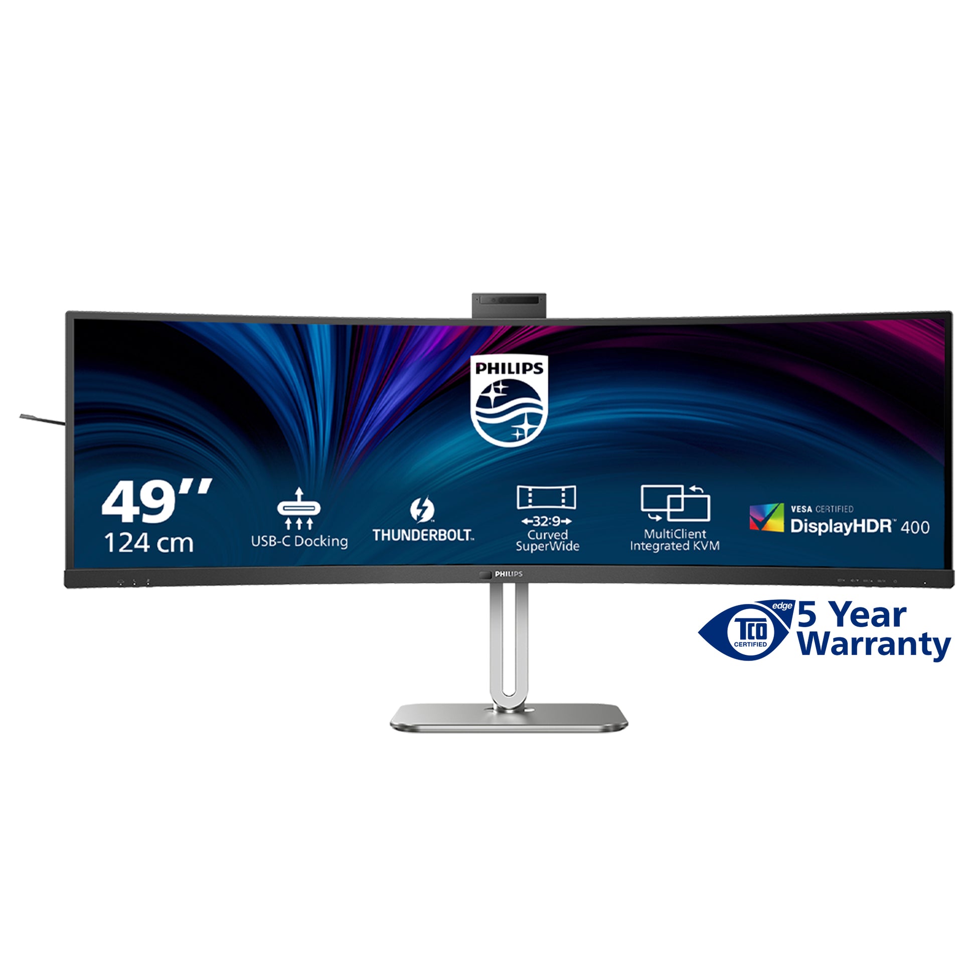 Philips 49B2U6903CH/00 – Monitor, 48,8" 5120 × 1440 (Dual QHD), VA, 450 cd/m², Webcam, Schwarz