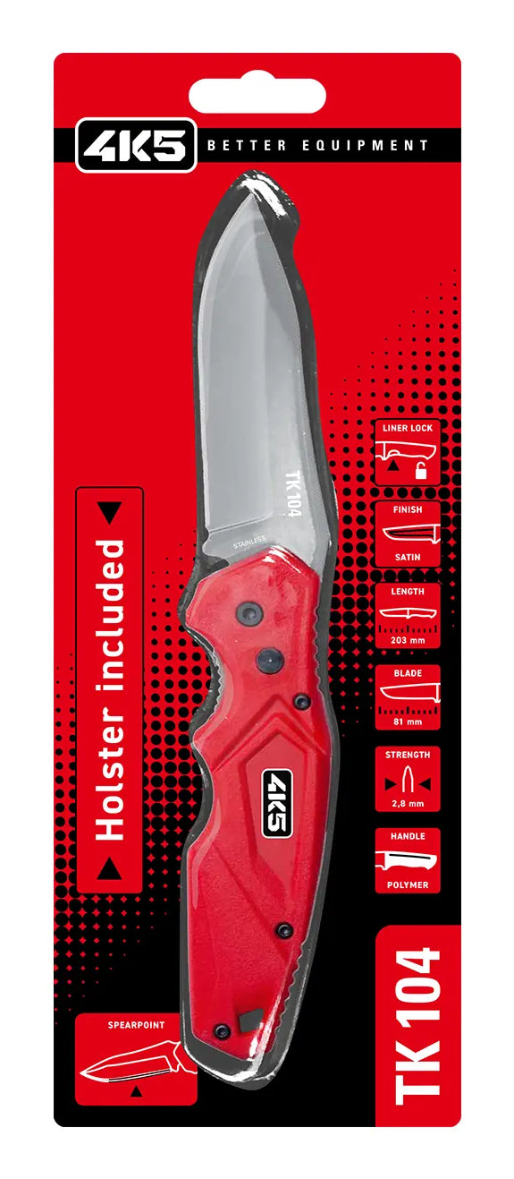 Laserliner TK 104 – Einziehbarer Abbrechmesser mit Sperre, Rot, inkl. 5 Klingen