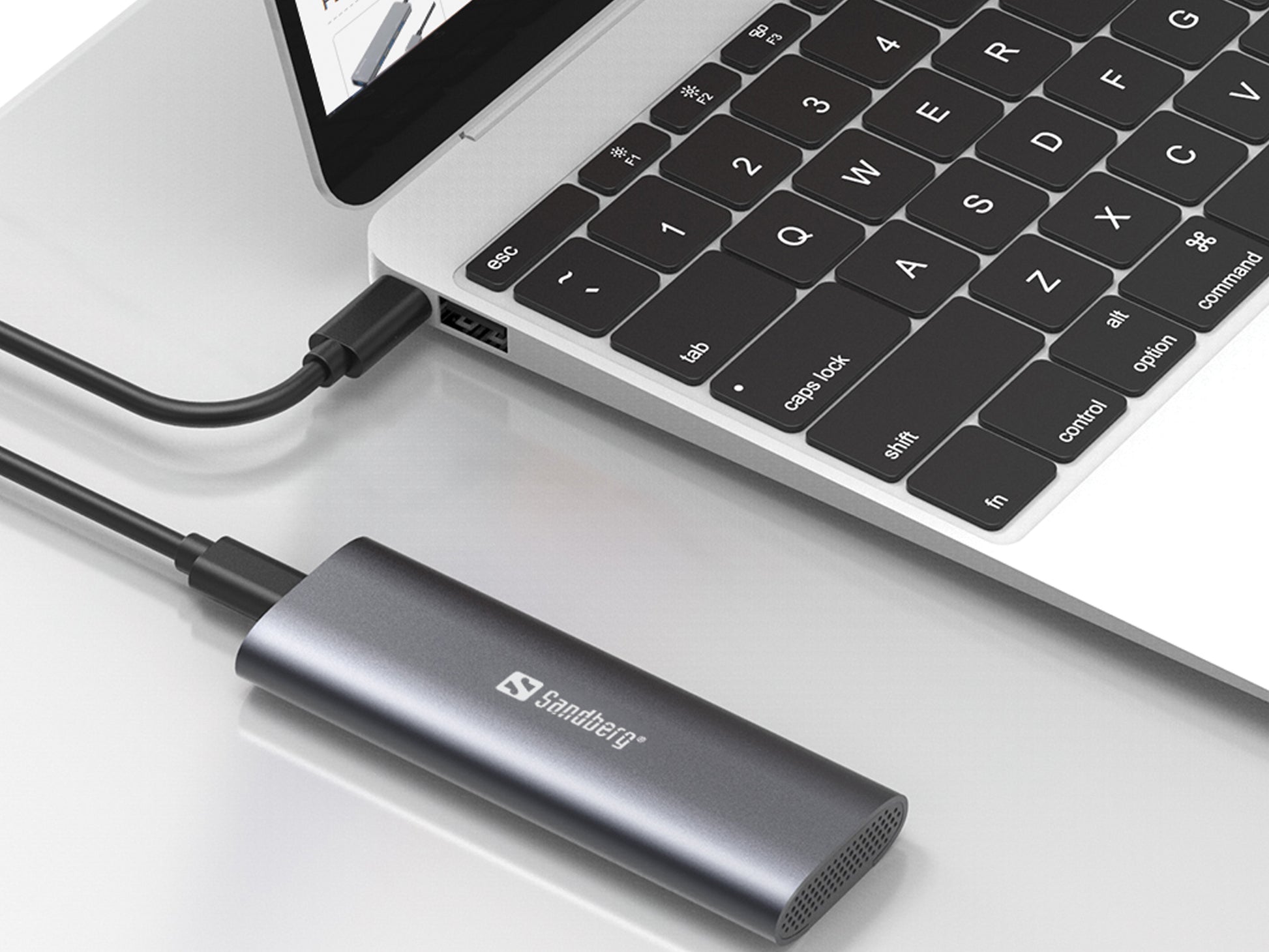 Sandberg USB 3.2 SSD-Gehäuse für M.2 NVMe – 1-Bay, USB-C, 10 Gbit/s, Schwarz