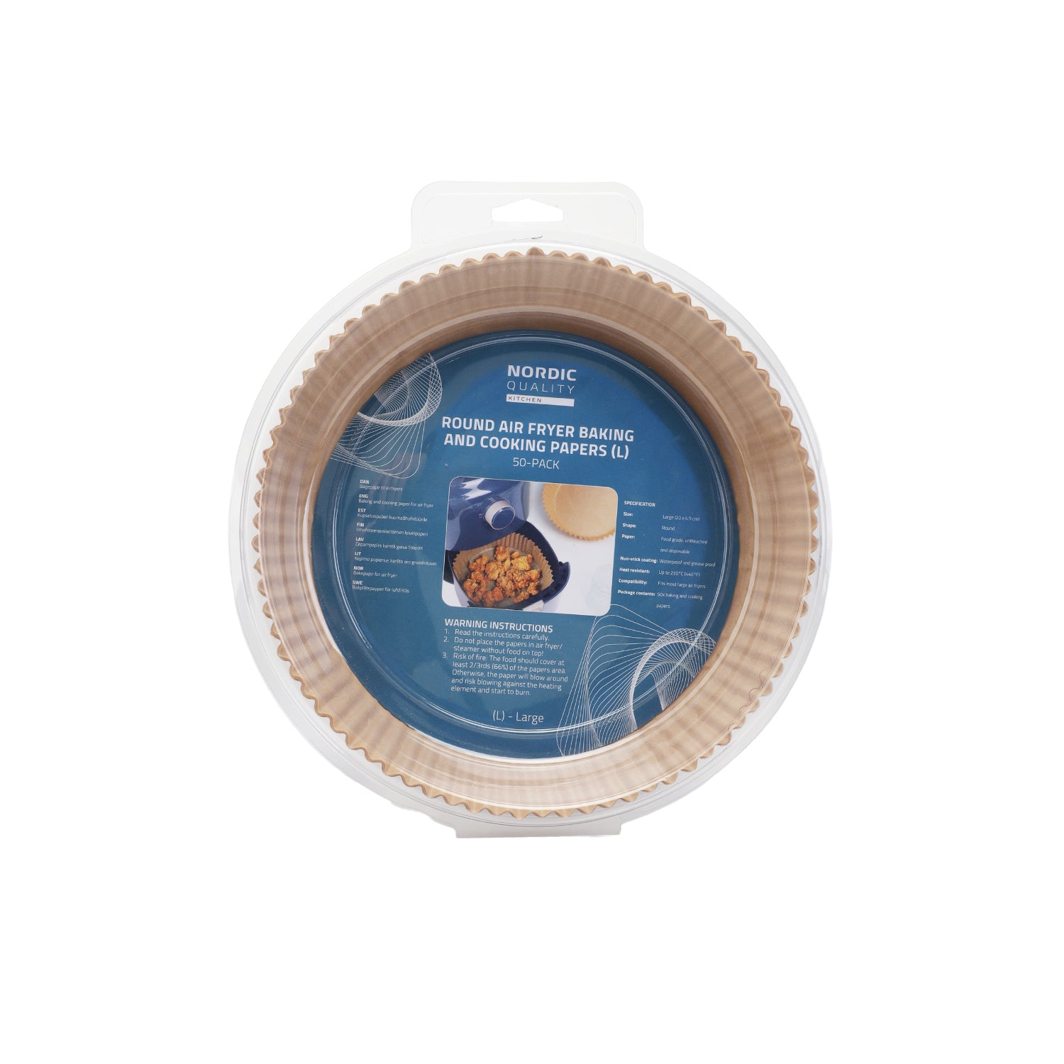 Nordic Quality Backpapier-Schalen für Heissluftfritteusen – Ø 20 cm, 50 Stk.