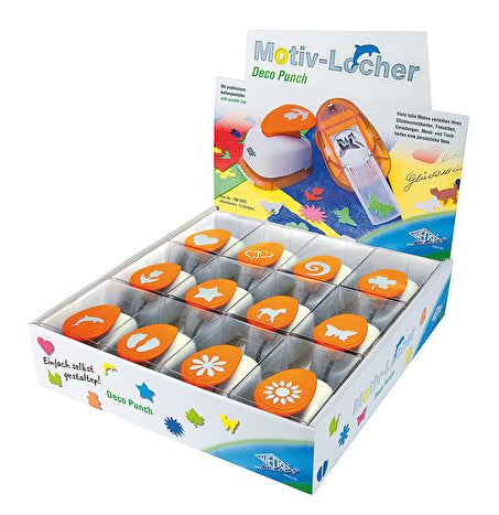 Wedo Motivstanzer, diverse Motive, 65 × 44 × 43 mm, grau, orange – 12 Stück