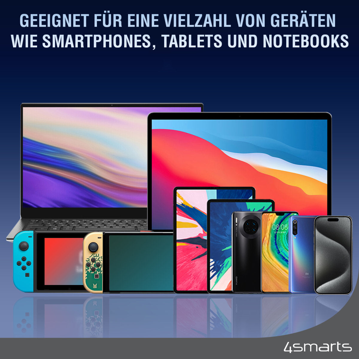4smarts USB-C auf USB-C Kabel – USB 2.0 (480 Mbit/s) – 1,5 m – PD 100 W – Magnetisch, Geflochten – Weiss