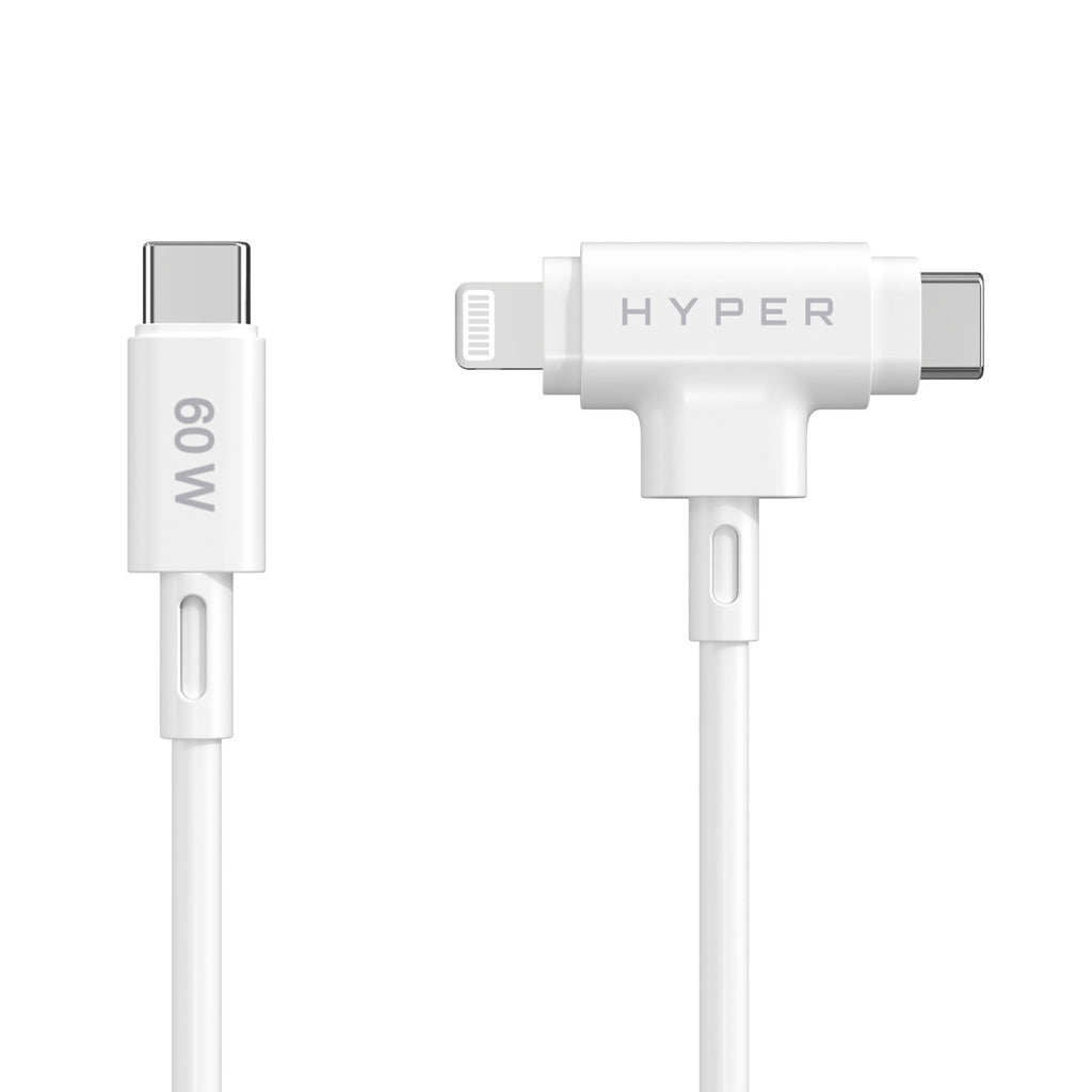 HYPER USB-C auf Lightning Kabel, 1,5 m, Weiss, Silikon, Schnellladen, MFi-zertifiziert