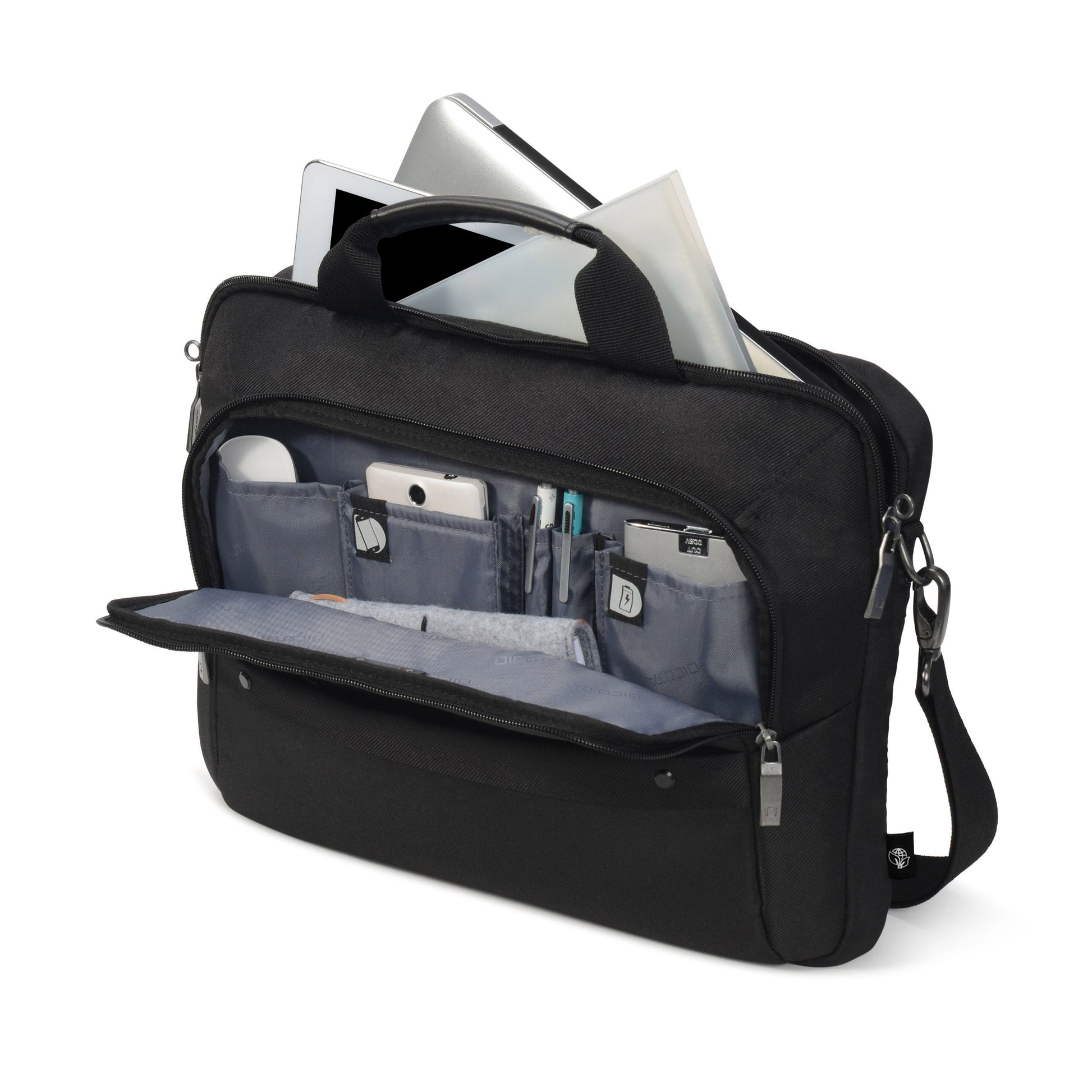 DICOTA Eco Slim Case SELECT Notebook-Tasche bis 14,1" – 300D recyceltes PET, wasserfest – Schwarz
