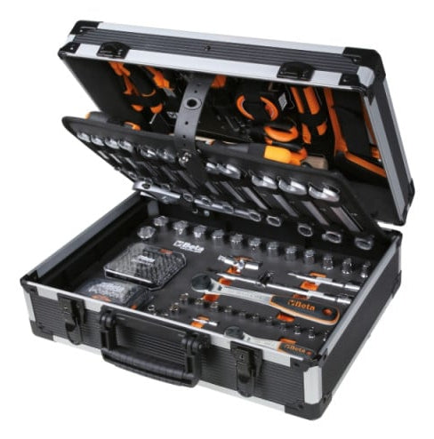 Beta BW2056E-163 Werkzeugkoffer – bestückt, 163-teilig, mit 1/4"/1/2"-Antrieben, schwarz