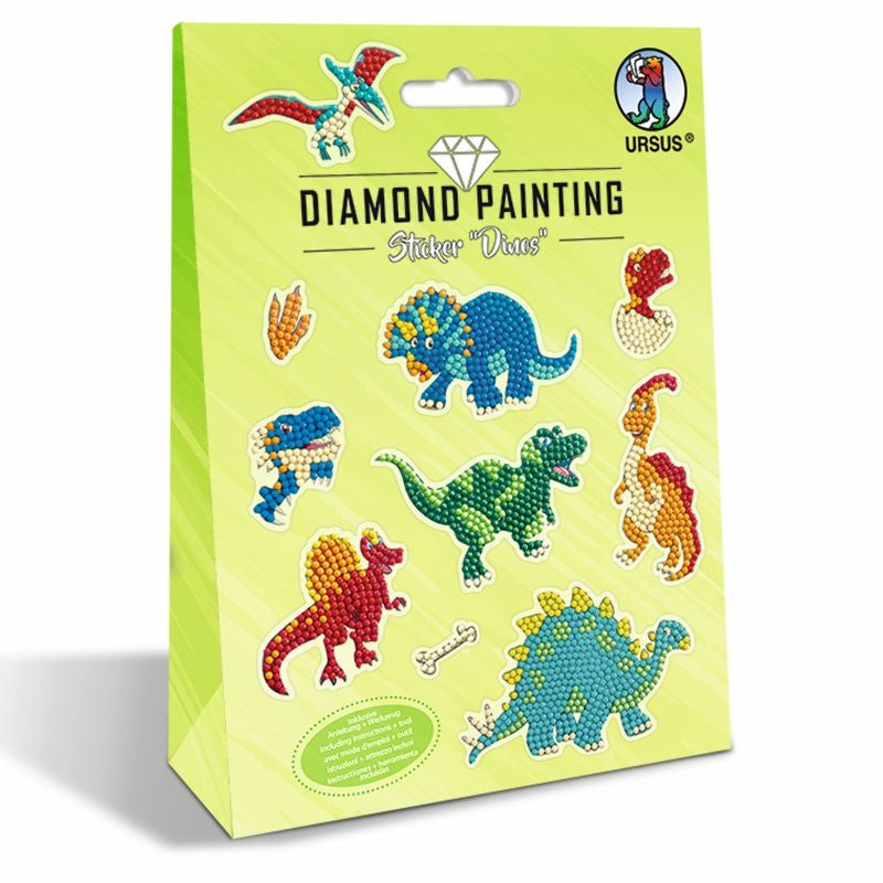 URSUS Diamond-Painting-Set Dinosaurier – ab 3 Jahren – Kunststoff, Mehrfarbig