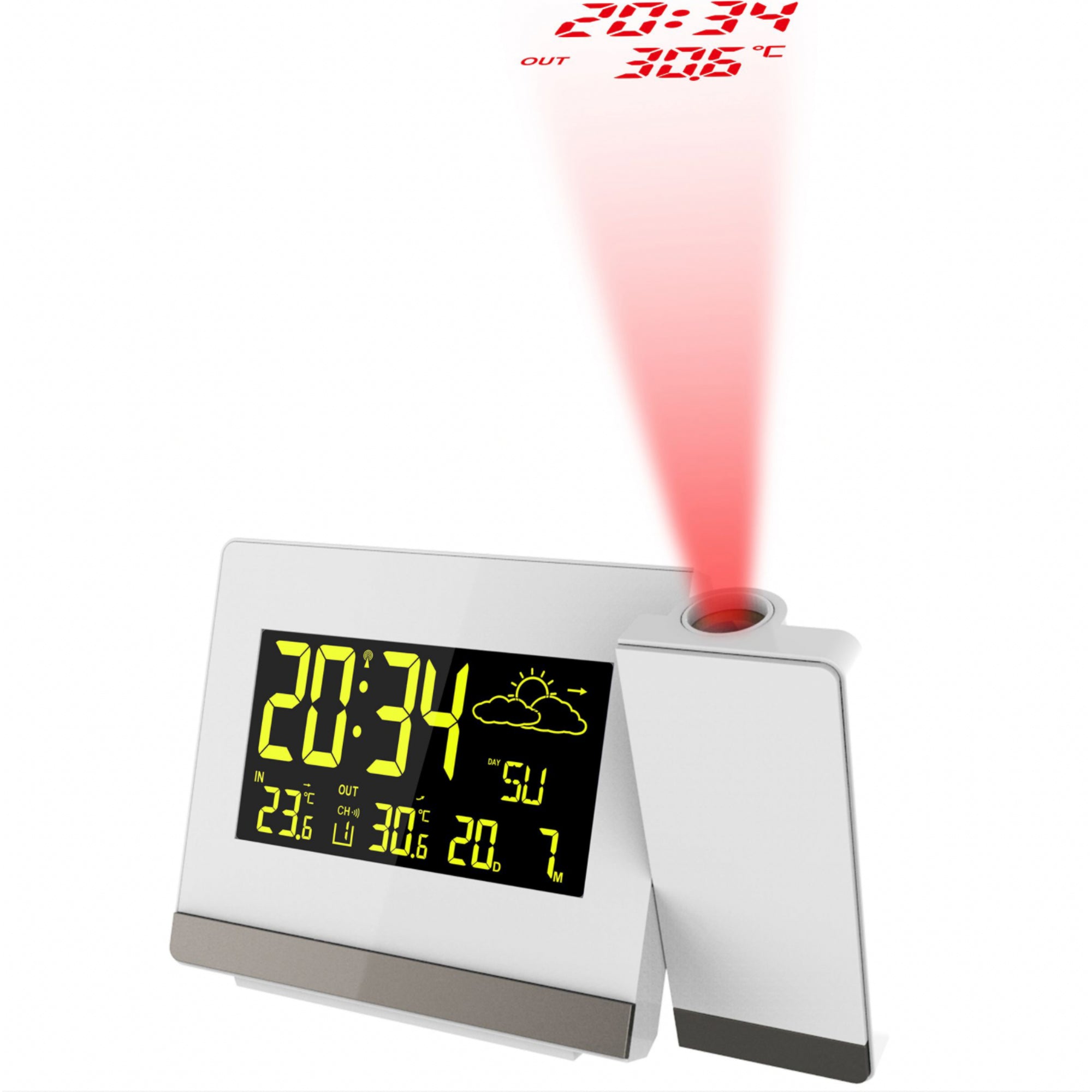 Technoline WT549 Projektionswecker – Funk, Thermometer, 4,2 × 9,2 × 14,7 cm, Weiss