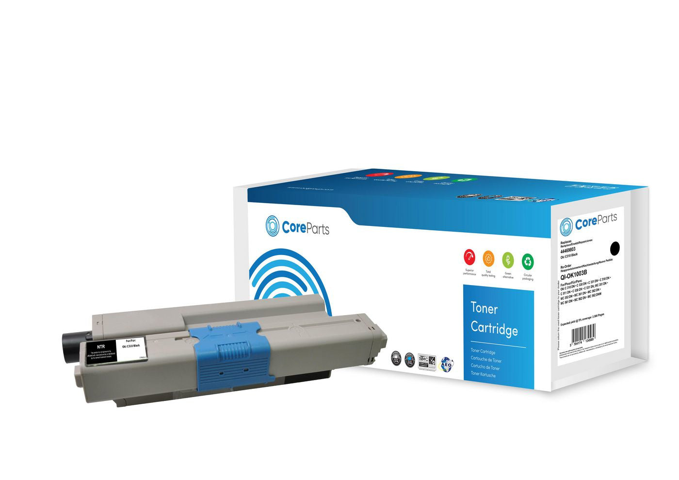 CoreParts 44469803 Schwarzer Toner – Kompatibel – 3'500 Seiten – für OKI C 310 DN/C 330 DN/C 331 DN und andere