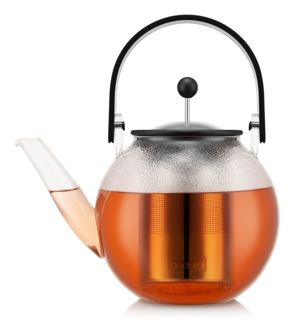 Bodum Assam Teebereiter – 1,5 l, Borosilikatglas/Bambus, abnehmbarer Deckel, Edelstahlfilter