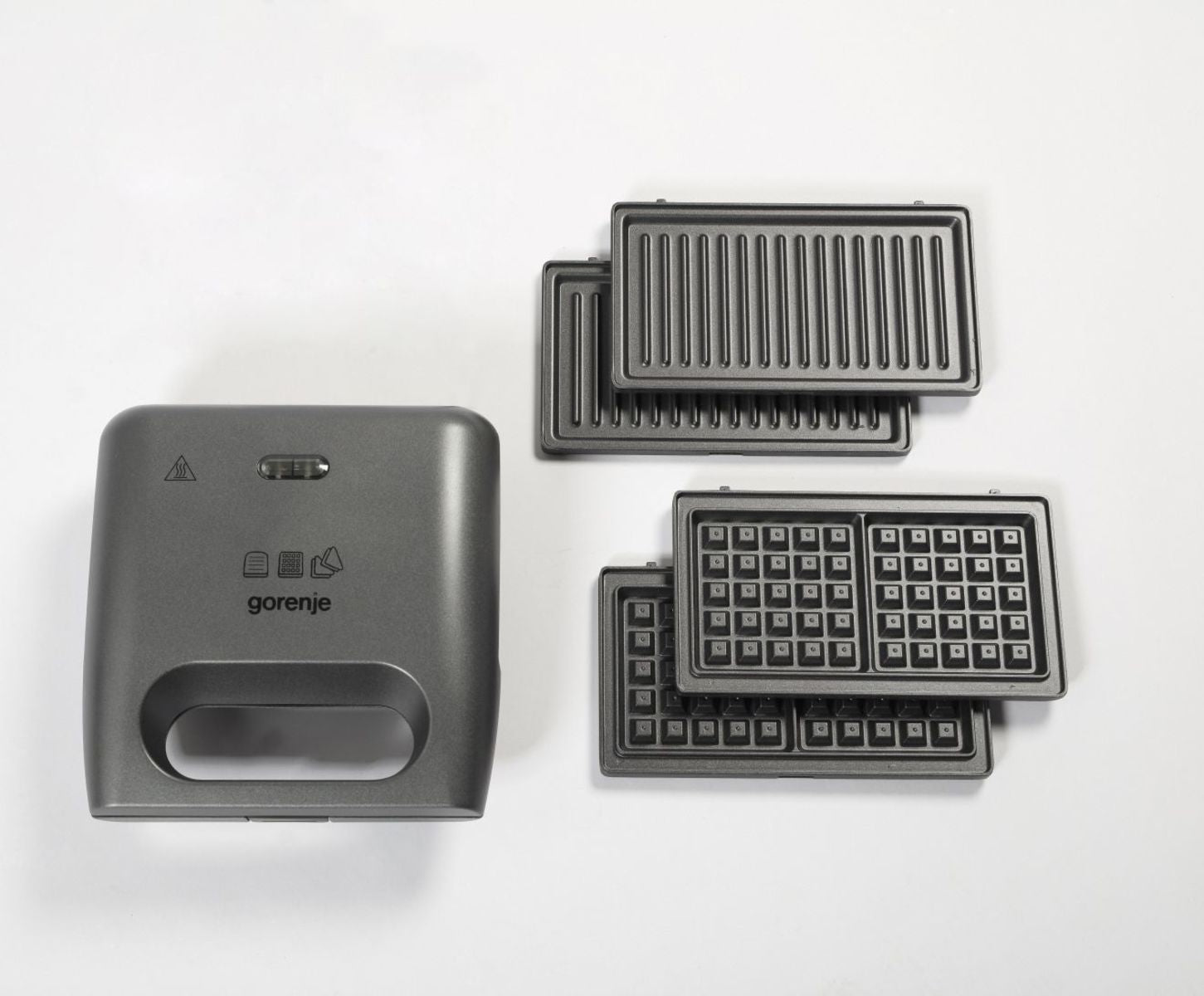 Gorenje Sandwichmaker SM703GCG – 700 W, Abnehmbare Platten & Antihaftbeschichtung – Silber