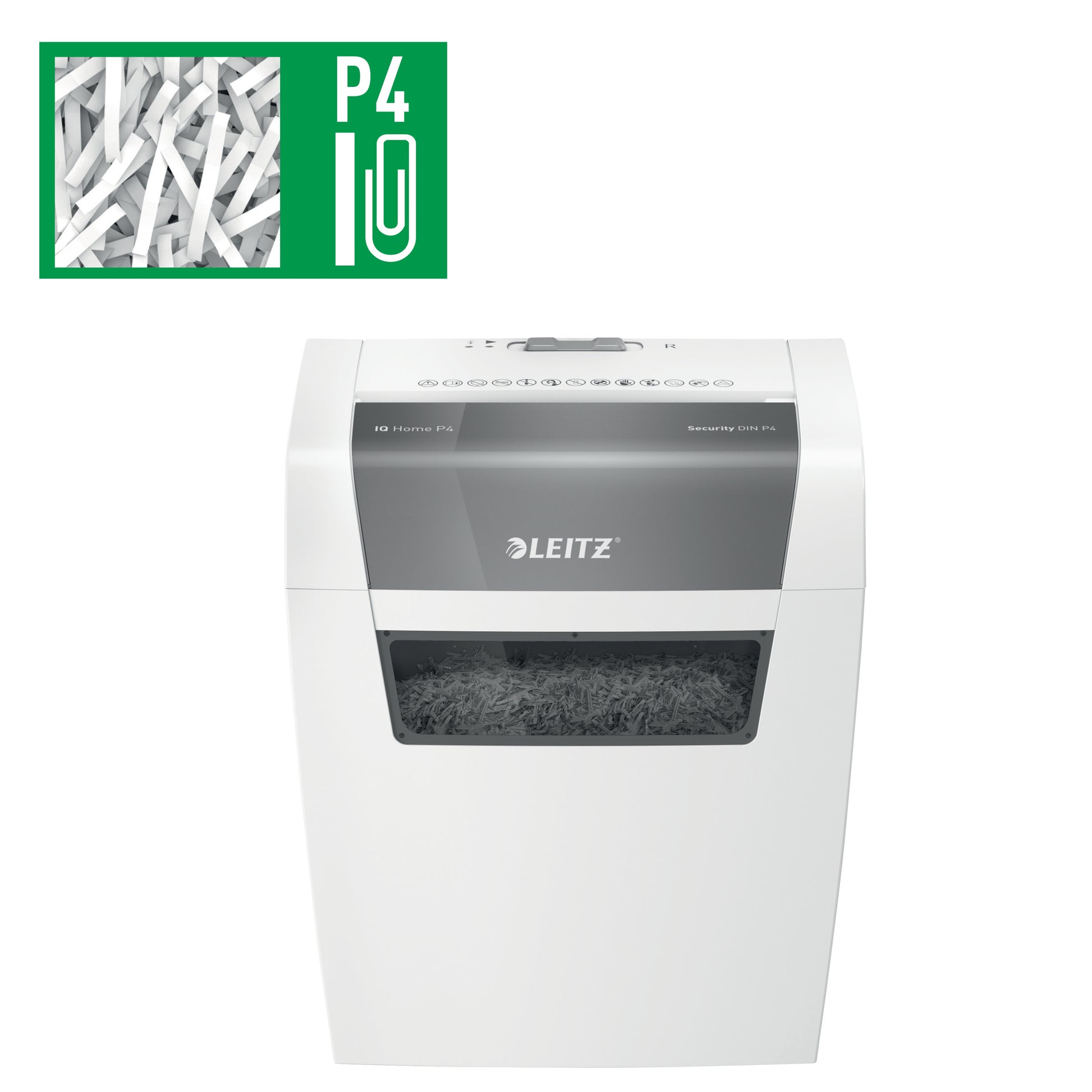 Leitz IQ Home – Aktenvernichter, DIN P-4, Partikelschnitt 4 × 28 mm, 6 Blatt, 15 l, A4