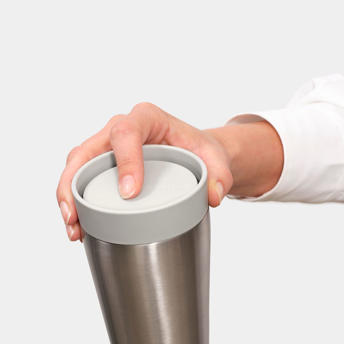 Brabantia Make & Take Thermobecher 200 ml – Doppelwandig 3 h heiss/6 h kalt, Schraubdeckel, Edelstahl