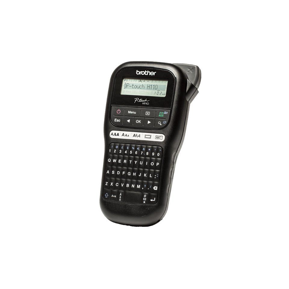 Brother H110 – Beschriftungsgerät für TZe-Bänder 3,5–12 mm, 20 mm/s, LC-Display