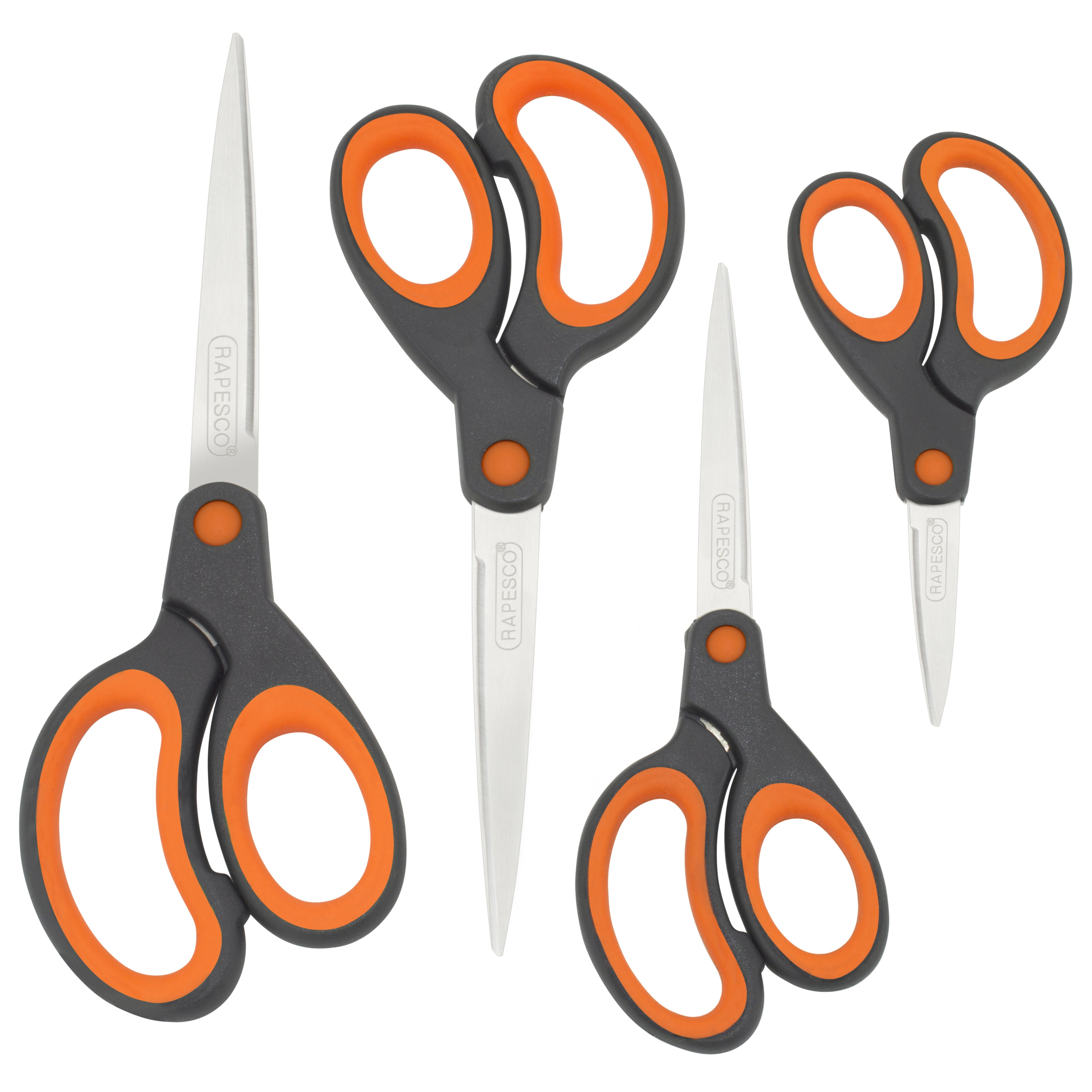 Rapesco Scheren-Set für Rechts- und Linkshänder – Edelstahl, Schwarz, 4 Stk.
