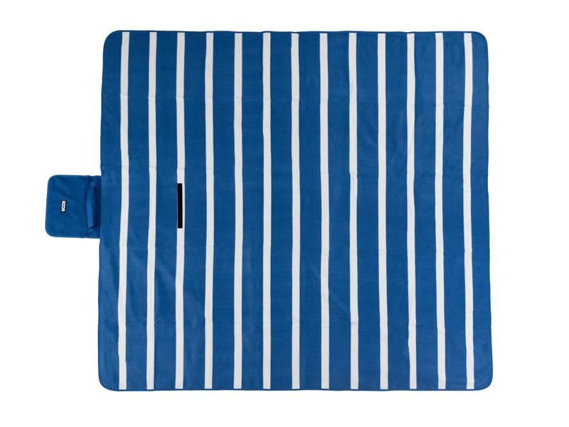 KOOR Wohndecke – Mikropolyester, Gestreift Blau/Weiss – 200 × 200 cm