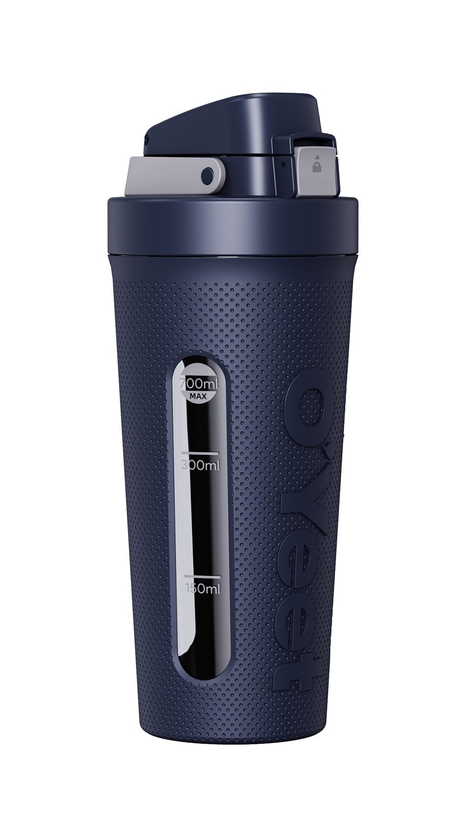 OYeet S2 Shaker 700 ml – auslaufsicher, Silikon, Druckknopfdeckel, Navy