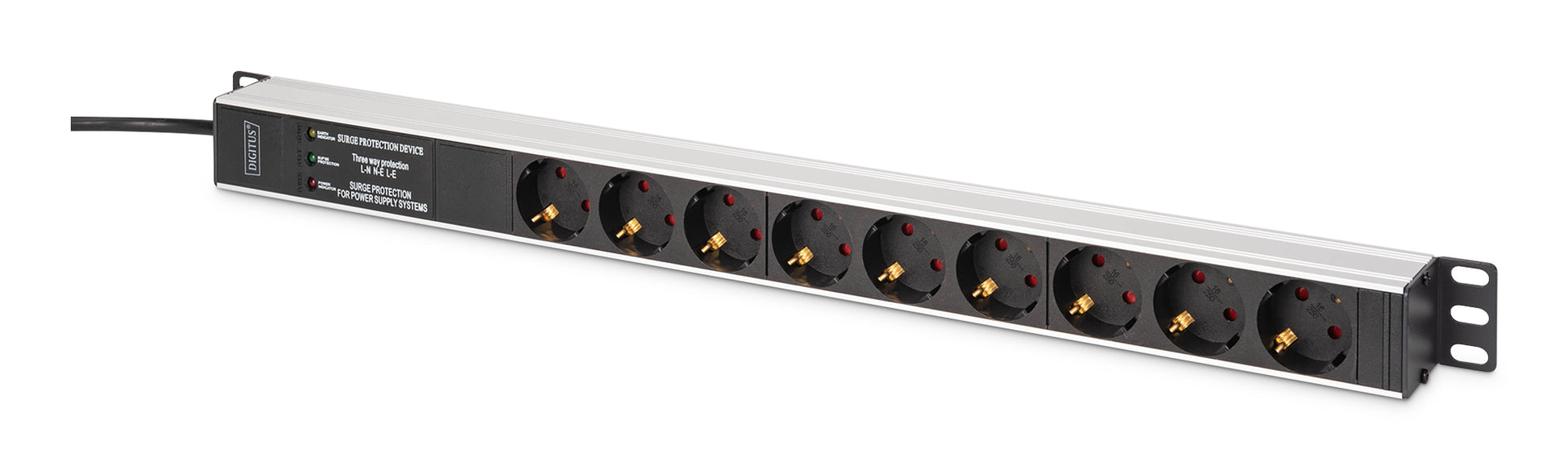 Digitus Rack-PDU DN-95438 – 1U Horizontal/Vertikal, 9× Schuko (Typ F), 230 V/16 A, 2 m