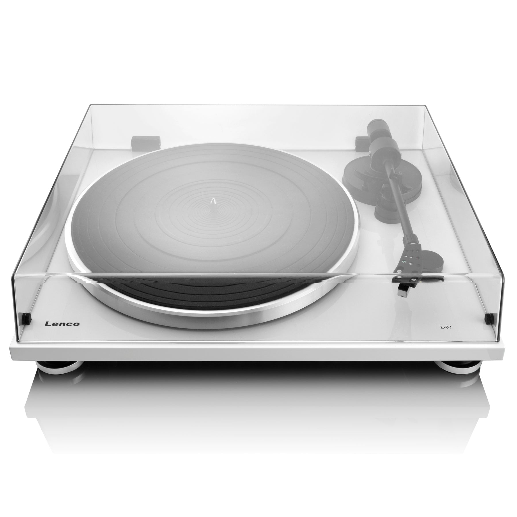 Lenco L-87 Slimline USB – Plattenspieler (Riemenantrieb, halbautomatisch), Phono-Vorverstärker, 33⅓/45 – Weiss