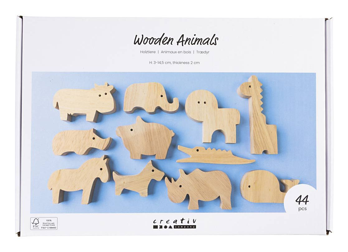 Creativ Company Holzfigur, Gummibaum, Farm & Safari, 2 × 3 cm, 44 Stk.