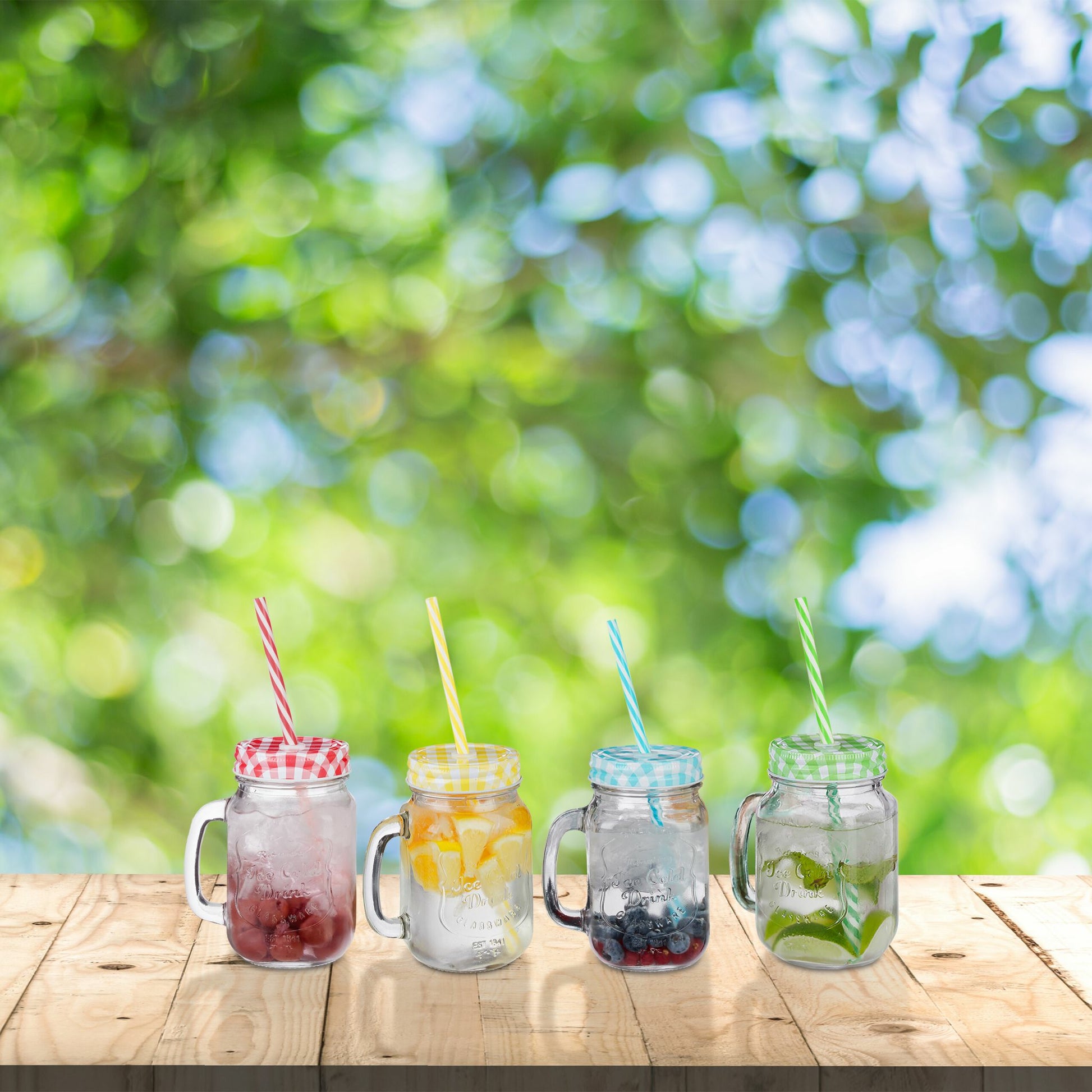 Relaxdays Trinkglas – 4er Set, 500 ml, Ø 11,0 cm, H 13,5 cm, mit Deckel, spülmaschinenfest
