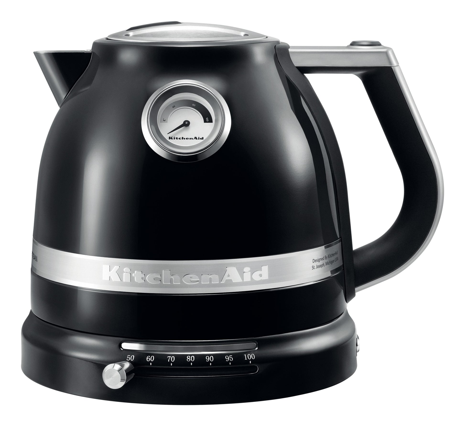 KitchenAid Wasserkocher – 1,5 l, mit Temperaturwahl, Edelstahl/Aluminium, Schwarz, 5KEK1522EOB
