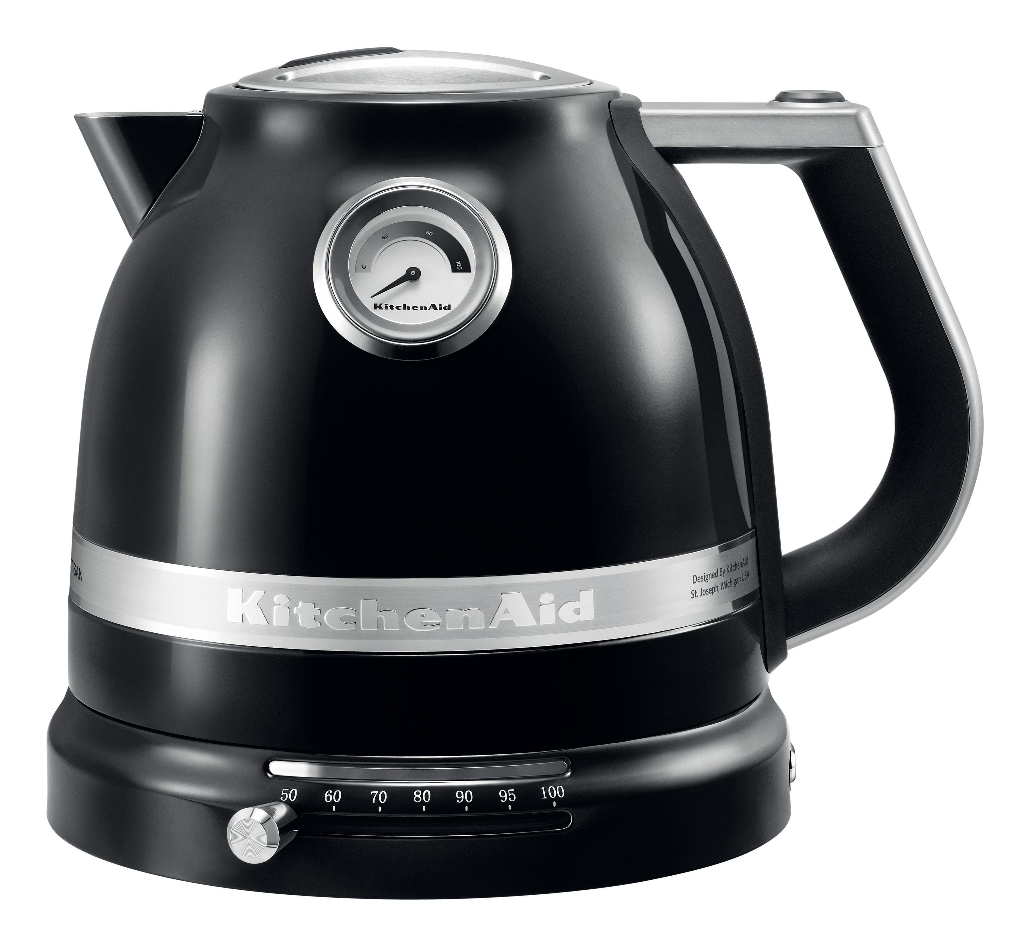 KitchenAid Wasserkocher – 1,5 l, mit Temperaturwahl, Edelstahl/Aluminium, Schwarz, 5KEK1522EOB