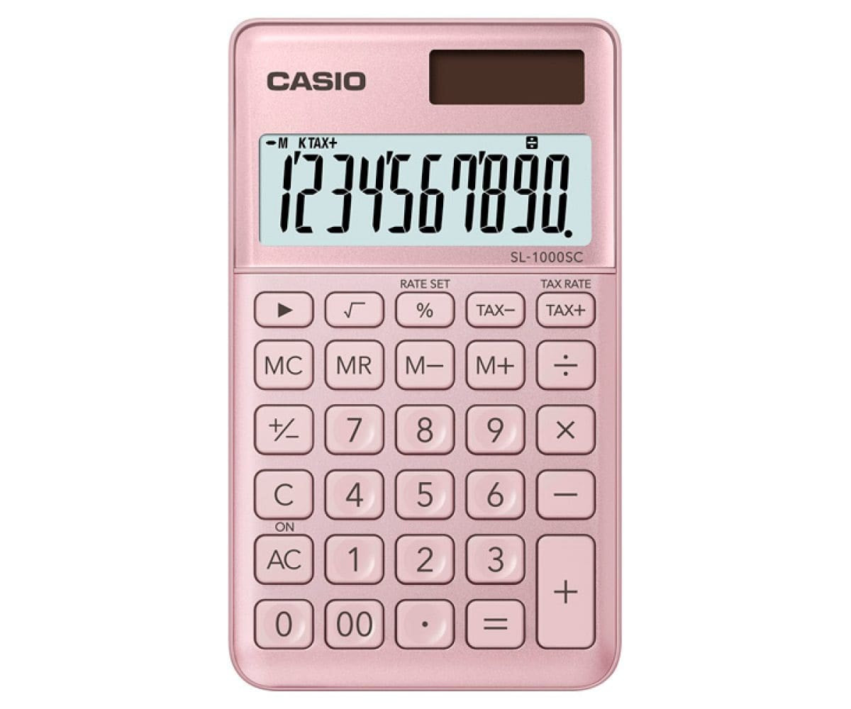 Casio Taschenrechner SL-1000SC – 10-stellig, LCD, Steuer/Prozent, Solar + Batterie