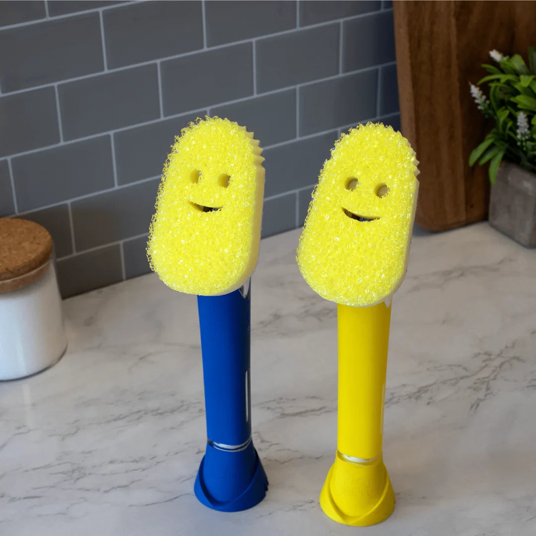 Scrub Daddy Abwaschbürste Dish Daddy – Kunststoff, 7 cm, gelb/blau, mit auswechselbarem Kopf