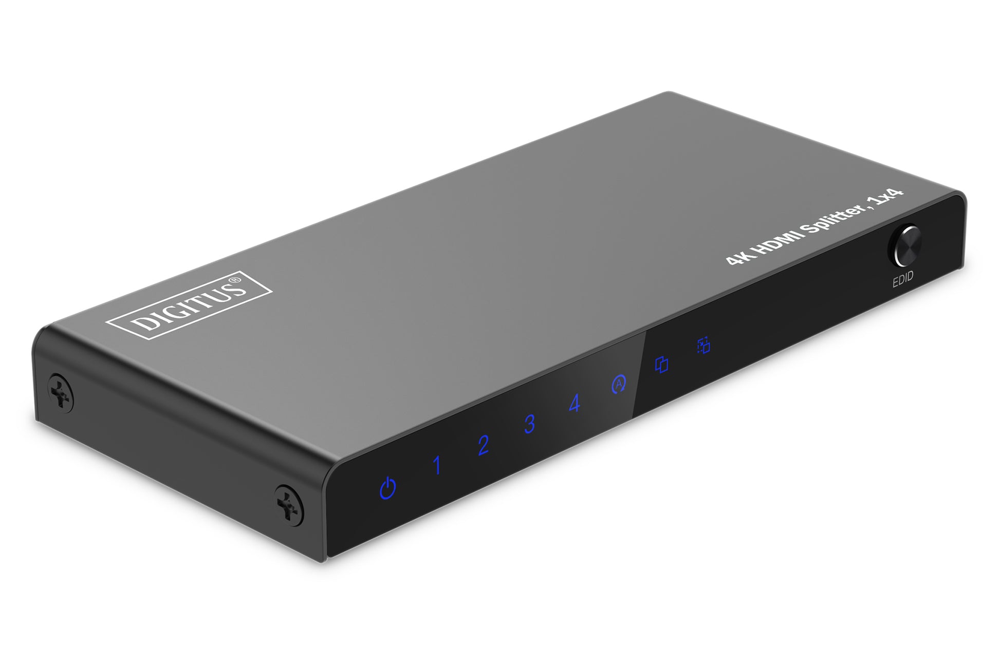 Digitus HDMI-Splitter 1x4 – 4K UHD, 60 Hz, HDMI 2.0, HDCP 2.3 – Schwarz, Metall