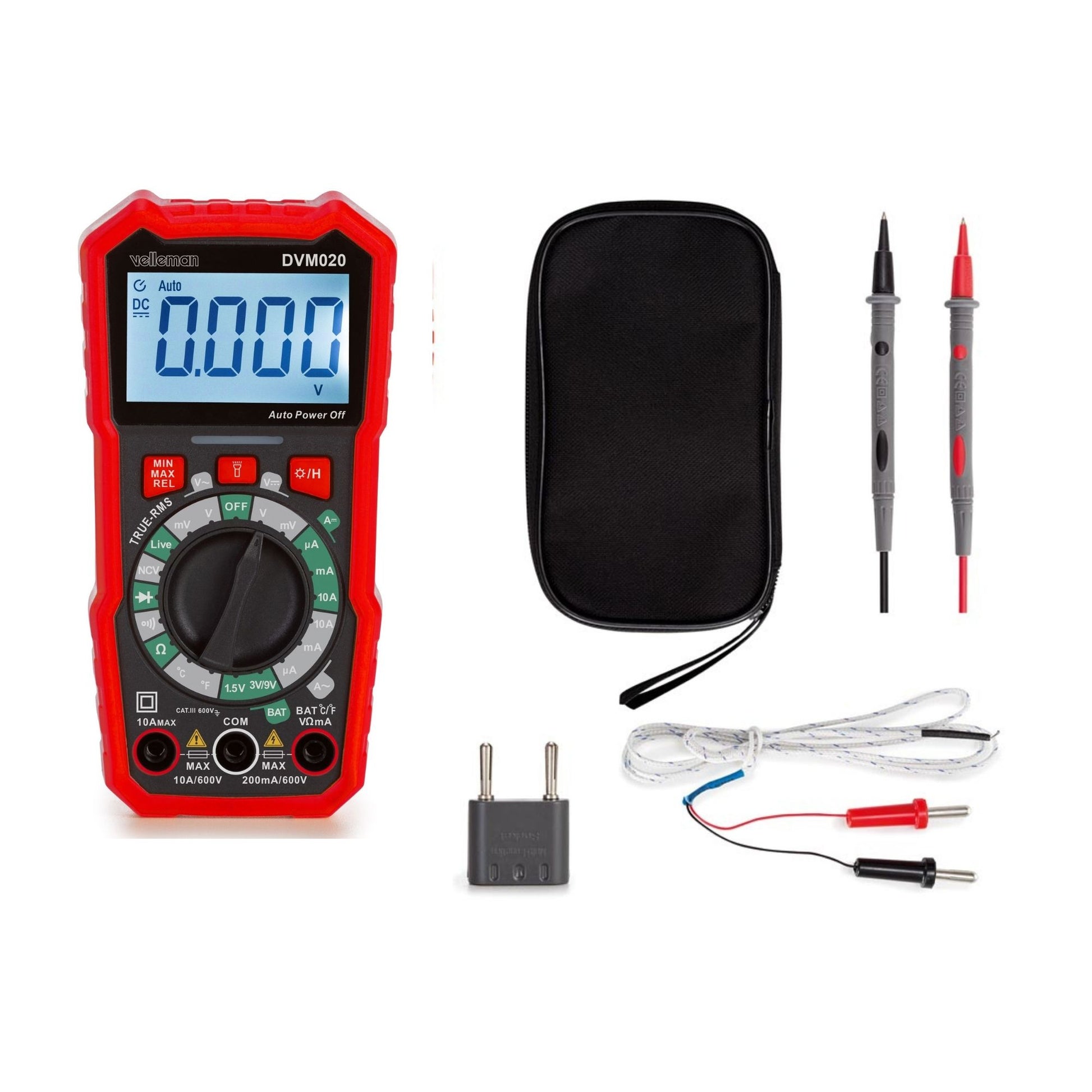 Velleman 469862 – Multimeter – Echt-Effektivwert, 0,1–600 V AC, CAT III 600 V