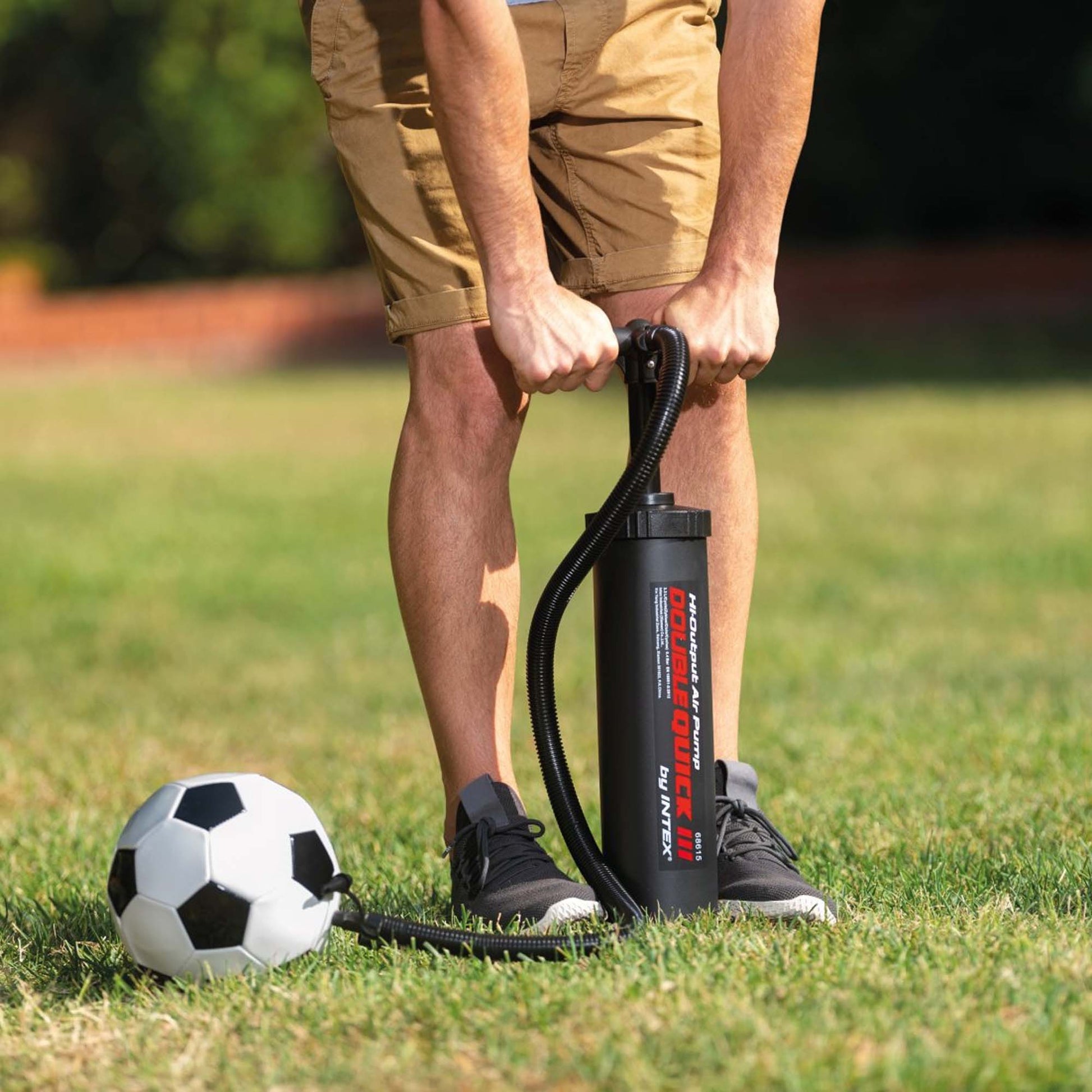 Intex Double Quick III Boden-Luftpumpe – 480 mm, 4 Ventiladapter, mit Schlauch – für Schlauchboote