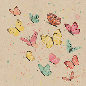 Braun + Company Servietten Natural Butterflies – mehrfarbig – 33 × 33 cm, 3-lagig – 20 Stück