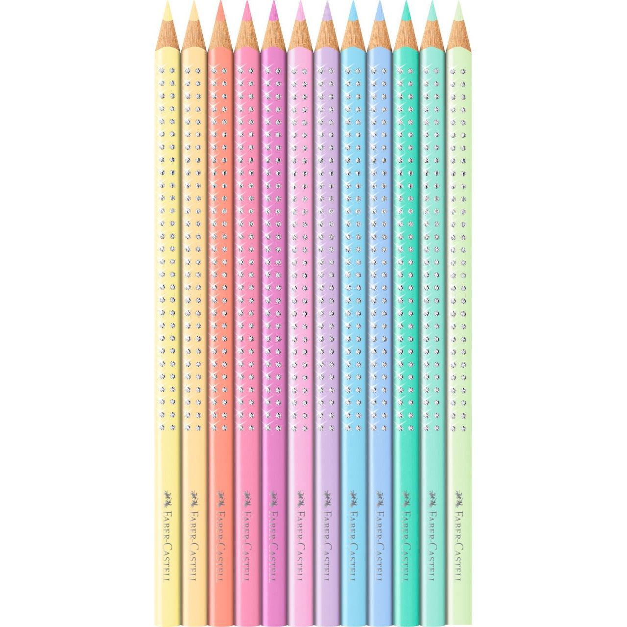 Faber-Castell Aquarellfarbstifte Grip Sparkle – 12 Farben, im Metalletui, Ø 3 mm, dreikantig, FSC